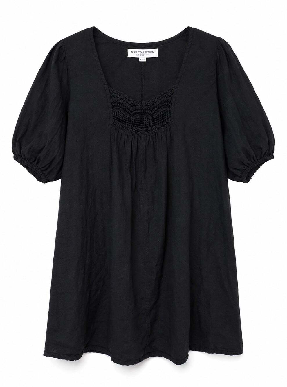 Emerson Fry India Collection Rosemary Babydoll Dress in Black Size XS/S